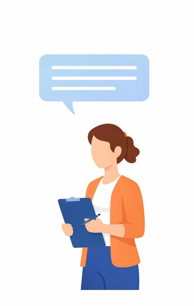 Frau hört zu im Flat-Style